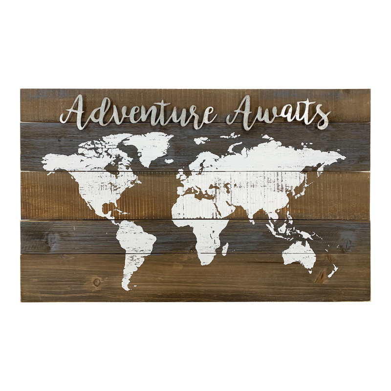Décoration murale carte du monde Rustic Adventure