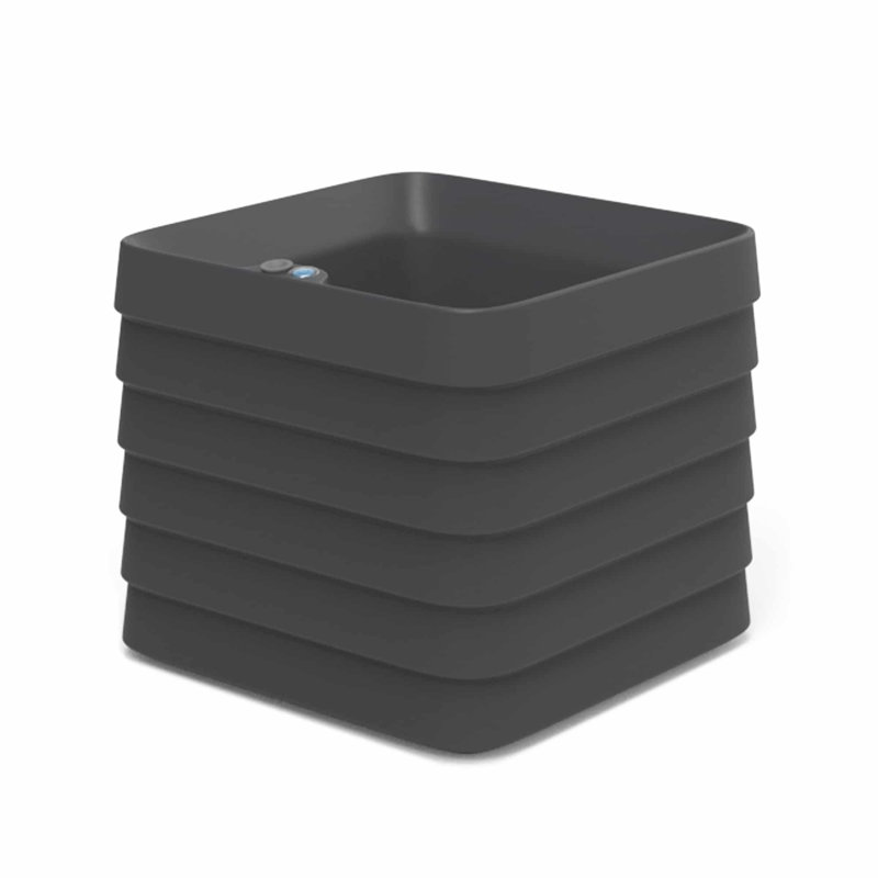 Slat Rectangular Self Watering Planter Box, Black, 20" H x 22" W x 22" D