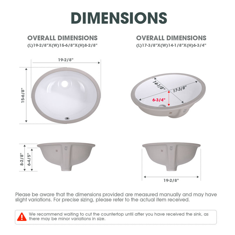 19" X 16" Oval Vitreous China Undermount Bathroom Sink With Overflow