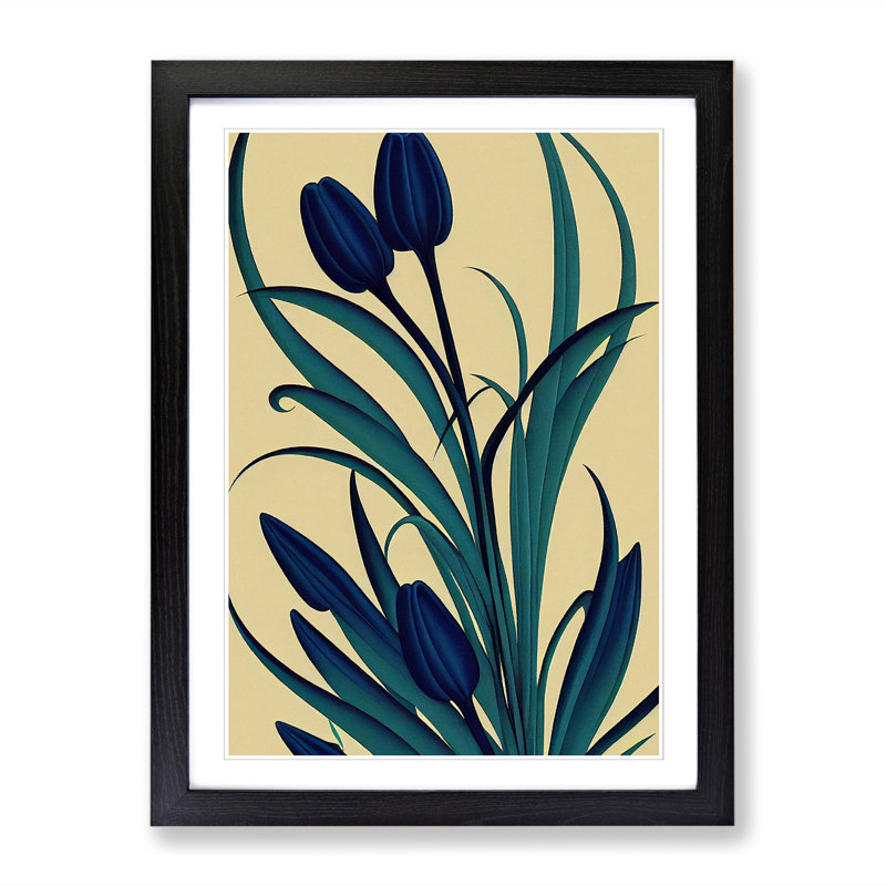 Bluebell Flower Deco - Single Picture Frame Print, Black Framed, 64cm H x 46cm W x 2cm D