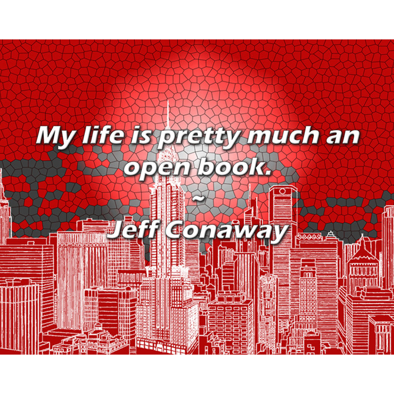 Citation artistique «Ma vie est à peu près un livre ouvert». Toile tendue par Jeff Conaway, H 28 po x l 40 po