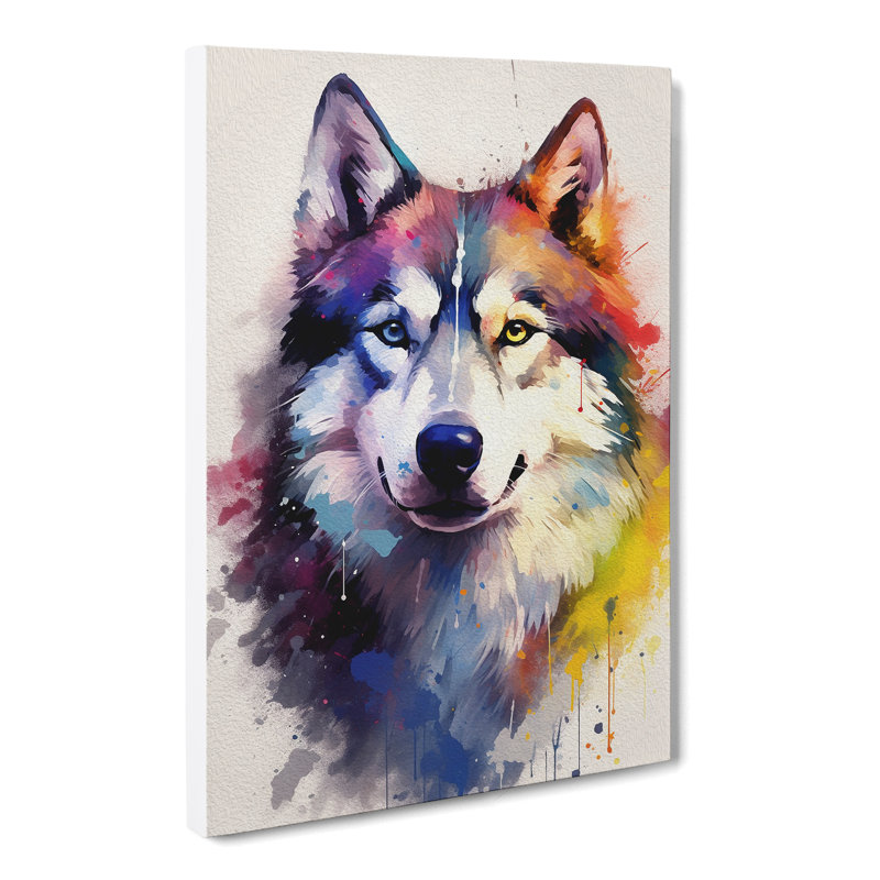 Husky Gestural - Wrapped Canvas, 76cm H x 50cm W x 3cm D