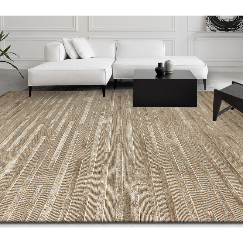 Striped Area Rug in Mouse, Rectangle 6' x 9'