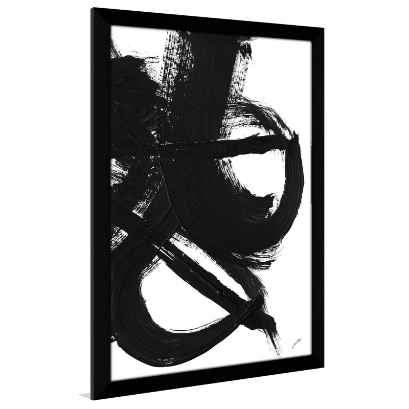 «Noir Strokes II» par Gina Ritter, H 27,5 po x l 21,5 po x P 0,75 po, Cadre noir