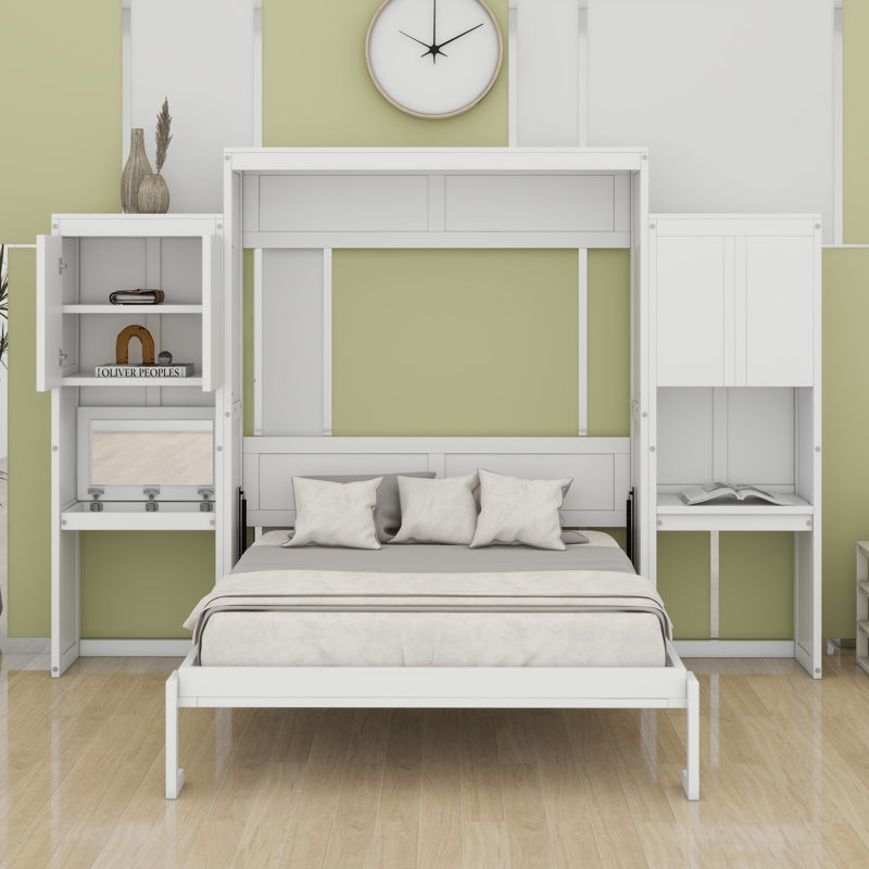 Lit escamotable avec bureau, coiffeuse et armoires Murphy, Espresso