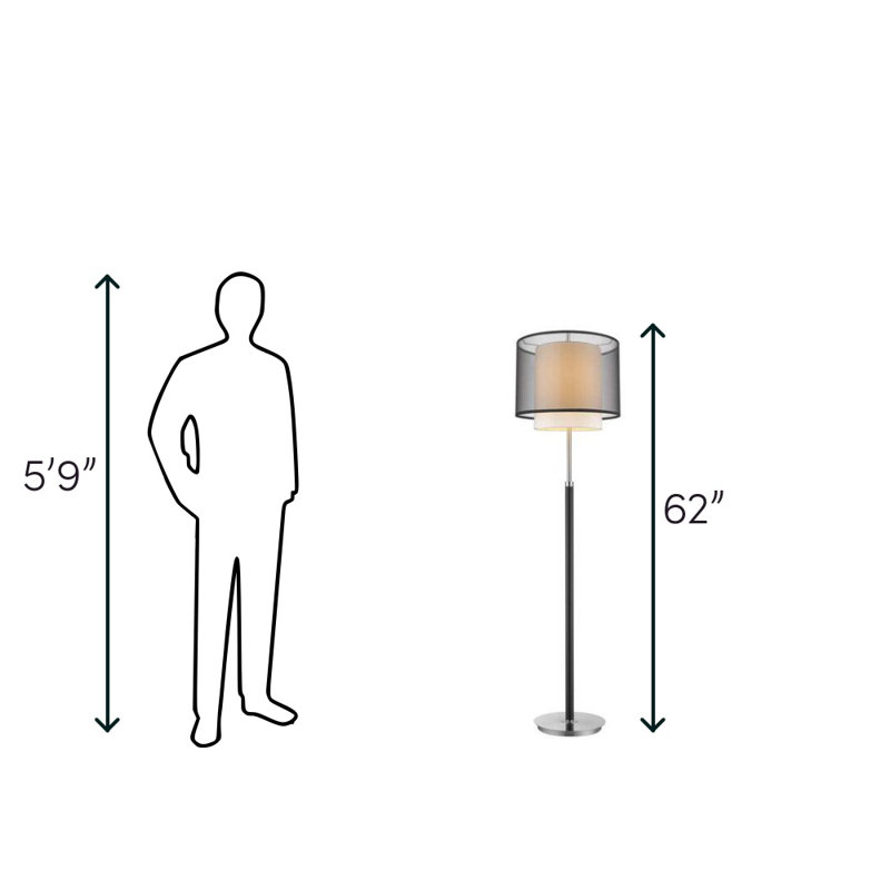 Lampe sur pied 62 po Feng, Gris fumée