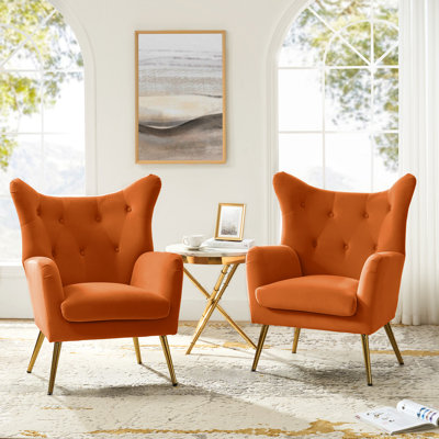 Avianna 29.25'' Wide Tufted Velvet Wingback Chair