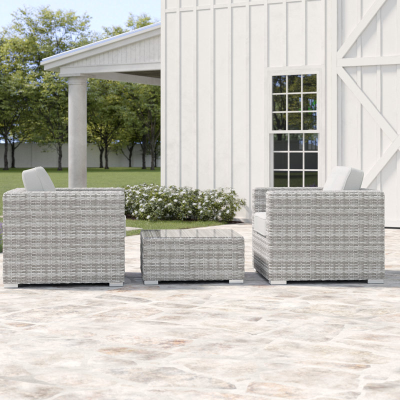 Tonioni 2 - Person Patio Conversation Set with Cushions, Gray