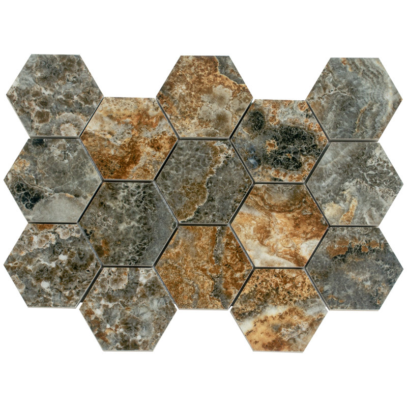 Feuille de mosaïque en porcelaine Splendor l 8,9 po x L 12,8 po