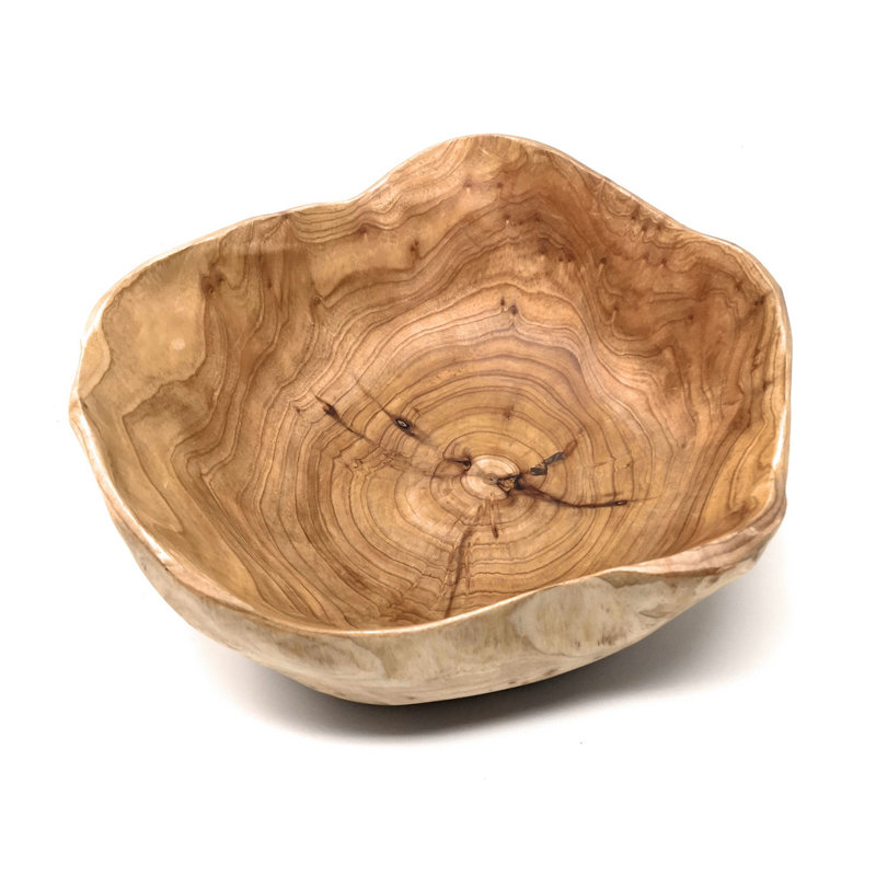 Bol décoratif en bois fait à la main Helmville, H 4,5 po x l 10 po x P 12 po