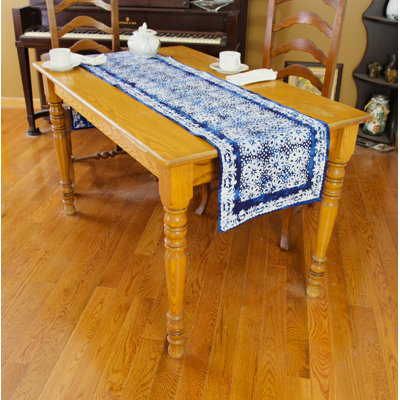 DAISY BATIK BLUE 72" X 15" RUNNER