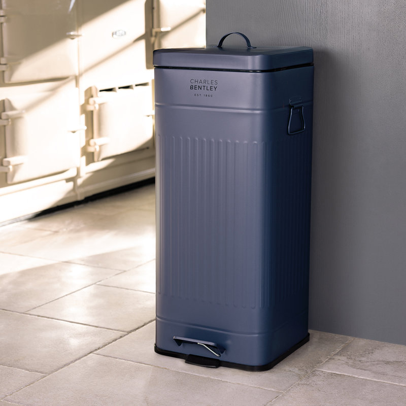 Steel Step On Kitchen Trash Can - 30L, Blue