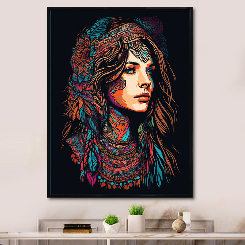 «Contemporary Bohemian Woman I» sur toile, H 20 po x l 12 po x P 1 po, Cadre flottant noir