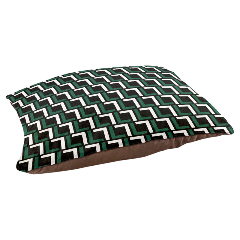 Coussin pour chien Bonheur, Small  (18'' W x 28'' D x 4'' H), Noir furtif / vert Gotham / blanc
