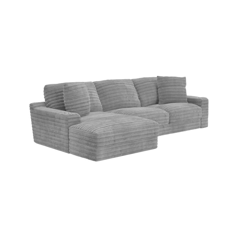 Canapé modulaire en L Blossie, Gris, Accoudoir à gauche (vu de face)
