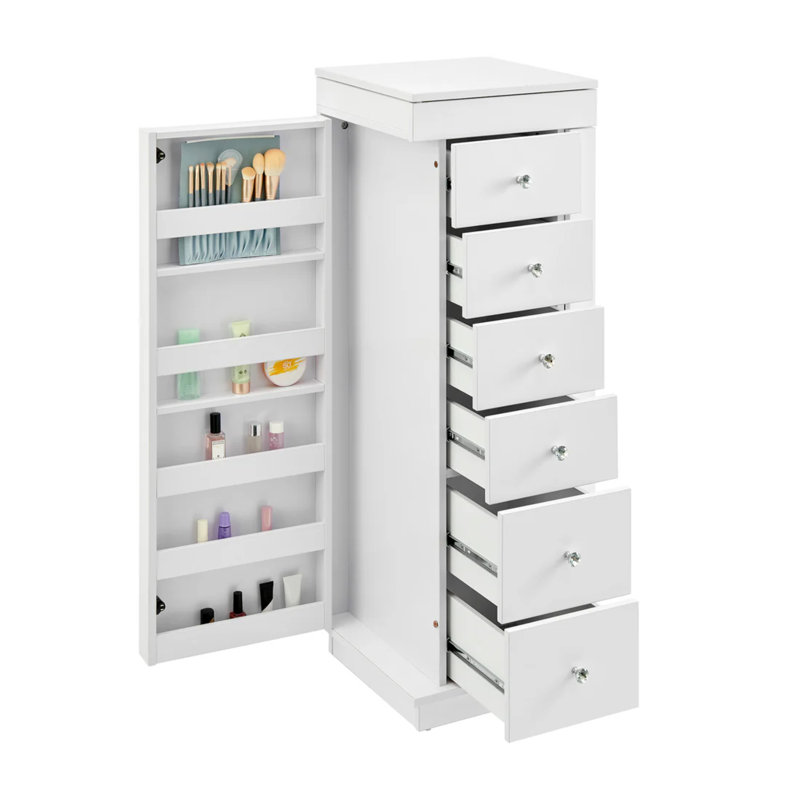 Bright White Glossy Smooth Armoire with Mirror and Crystal Knobs