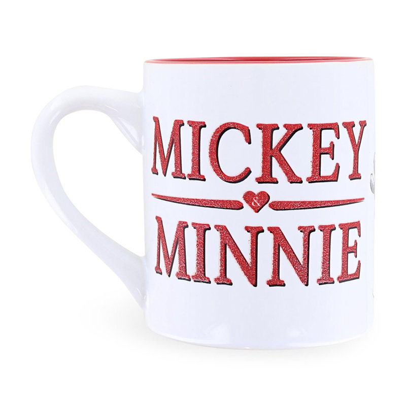 Grande tasse en céramique à paillettes 14 oz Disney Mickey et Minnie Mouse
