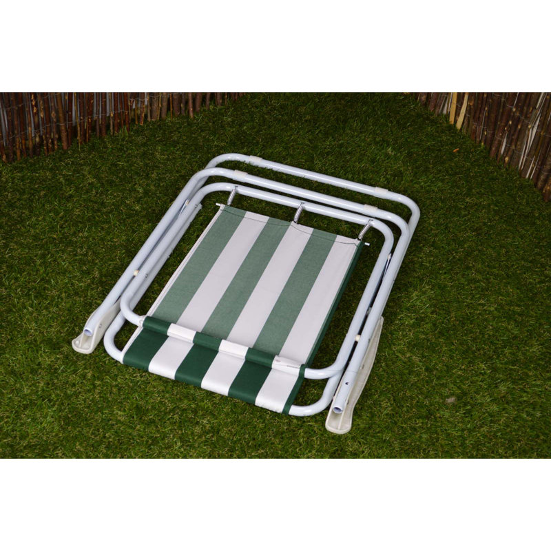 Folding Camping / Picnic Chair In Green And White Garden Patio, 2