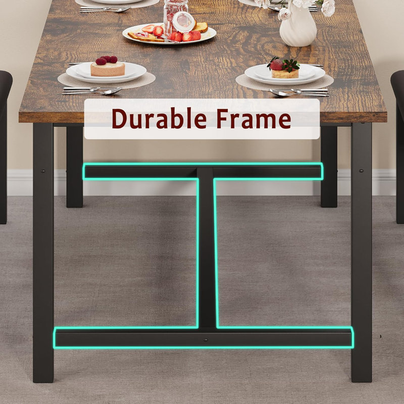 63" Dining Table Set for 4-6, Large Extendable Kitchen Table Set with 2 Upholstered Benches for 6, 3 Piece Rectangle Dining Table Set for 4 for Apartment, Saving Space