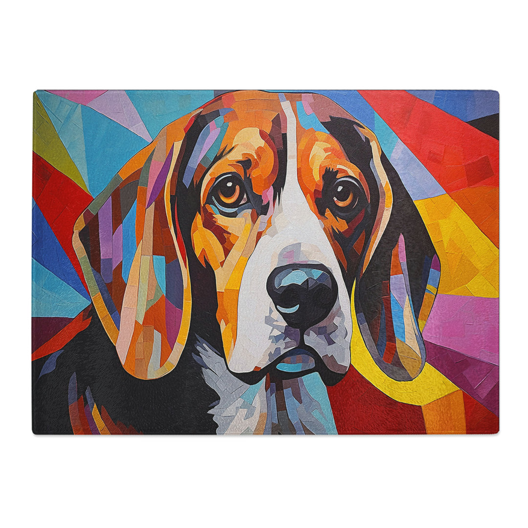 Beagle Art Deco  Glass Chopping Board