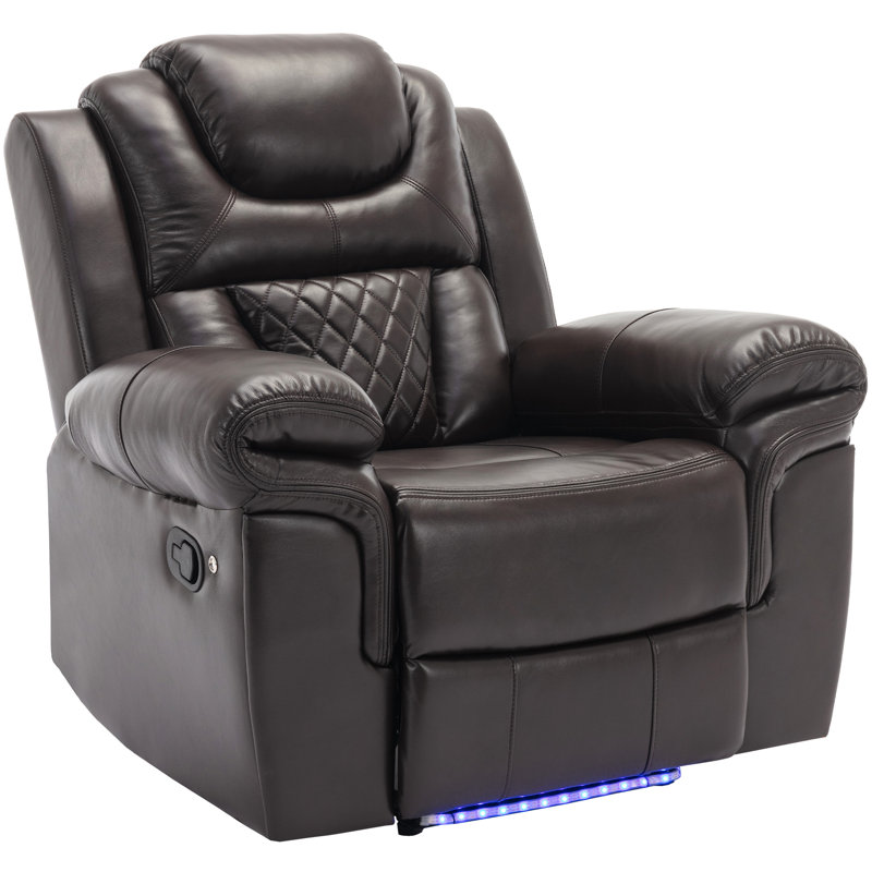 Fauteuil inclinable manuel avec bande lumineuse DEL, Similicuir brun