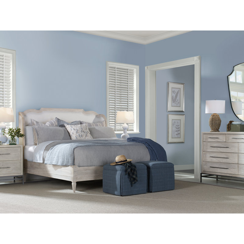 Camden Upholstered Bed, White Rustic, King