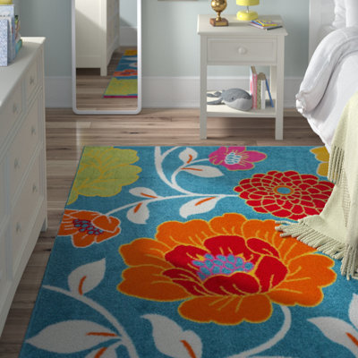 Bezno Starbright Daisy Flowers Blue Rug