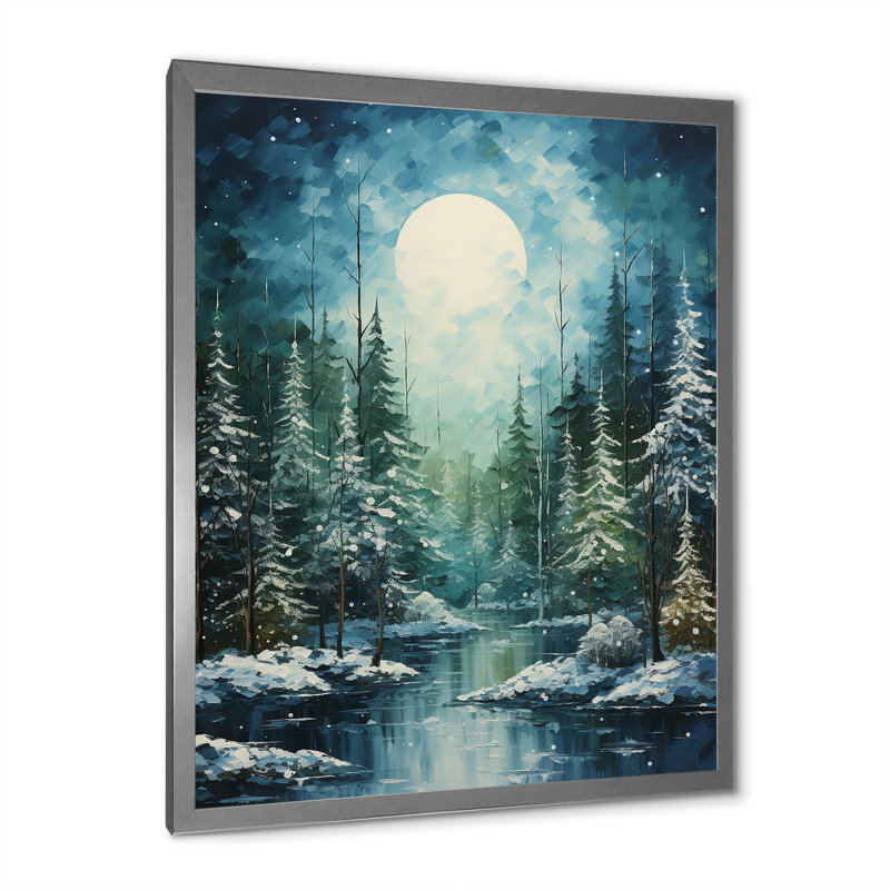 Winter Wintery Evergreen II, reproduction d'art sur toile, H 40 po x l 30 po x P 1,5 po, Cadre simple argenté