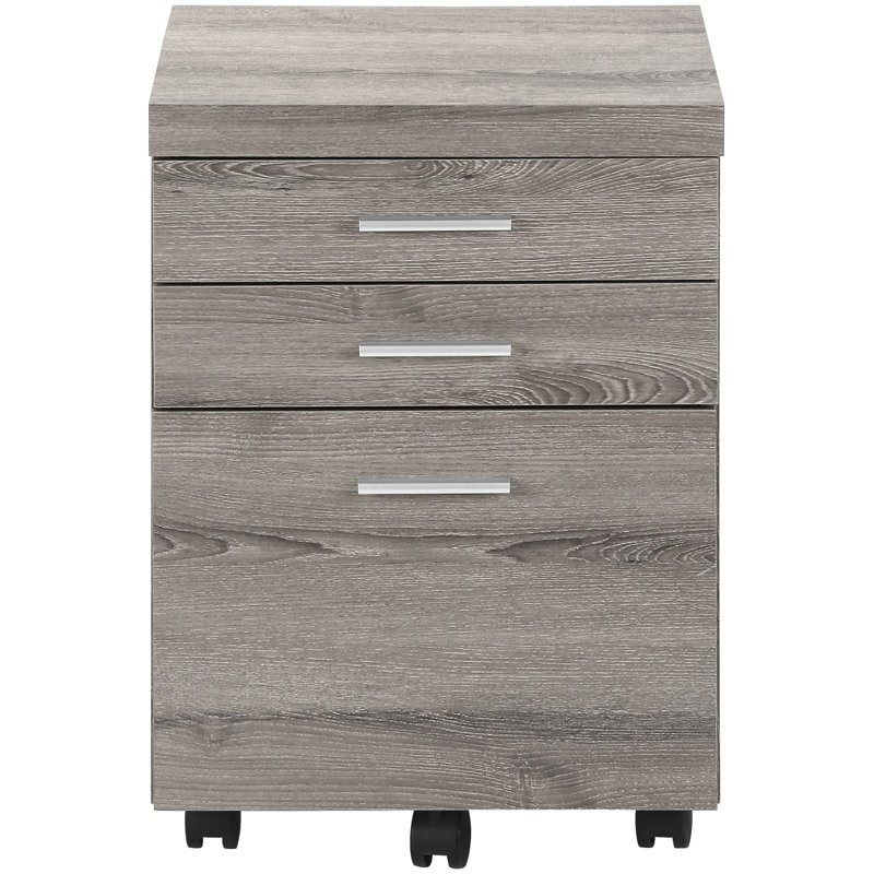 Office File Cabinet With Rolling Mobility, Storage, Taupe, Modern Use 3 Cabinet, Mobile, Office, Taupe Laminate, Contemporary Storage Drawers