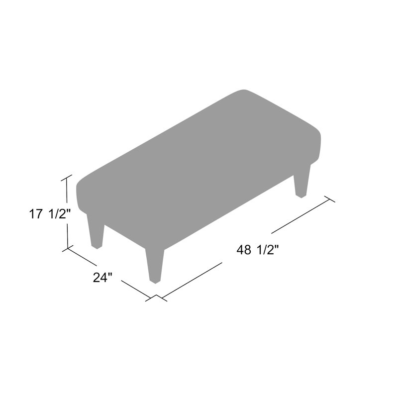 Repose-pieds rectangulaire 48,5 po Linette, Espresso, Marbre gris performance