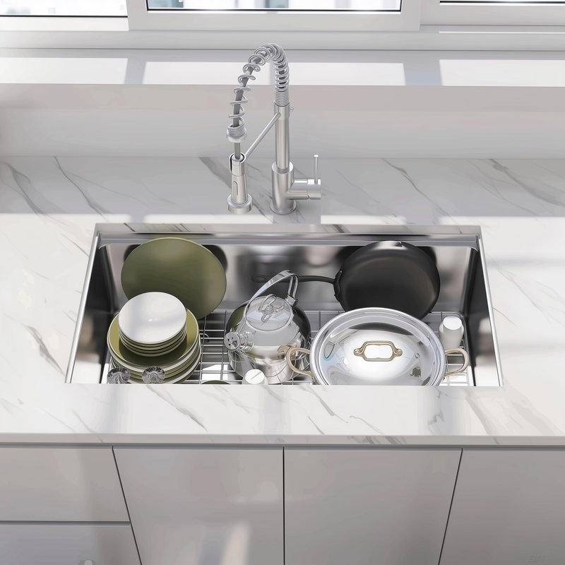 33 Undermount Workstation Sink-33 x 19 Inch Undermount Stainless Steel Kitchen Sink 18 Gauge, Handmade R10 Radius 10 Inch Deep Undermount Single Bowl Sink with Accessories