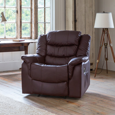 Delreal 92 cm Wide Faux Leather Lift Assist Recliner with Massager and Heated Cushion