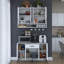 Armoire de cuisine moderne polyvalente avec tablette murale, support à café, garde-manger avec 4 crochets