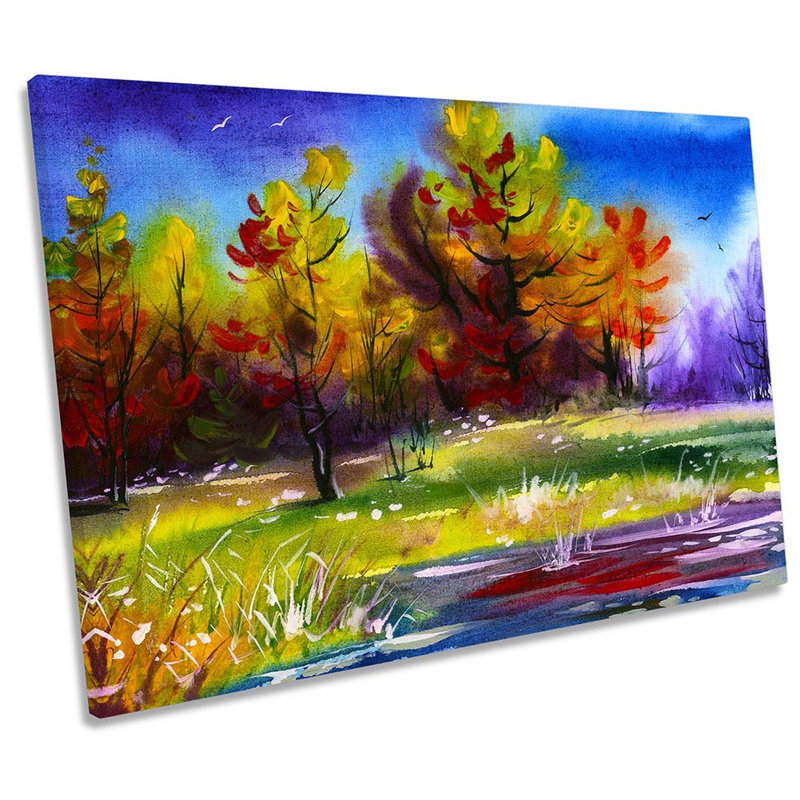 Autumn Landscape Repro - Wrapped Canvas Painting, 30.5cm H x 45.7cm W x 2cm D