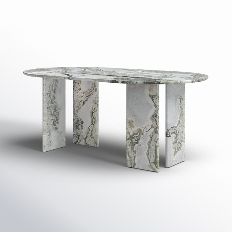 Arian 72'' Oval Marble Dining Table, Green Onyx