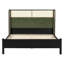 Structure de lit grand avec tête de lit verte, lit en bois massif noir et vert, aucun sommier requis, mobilier de chambre moderne-764909427