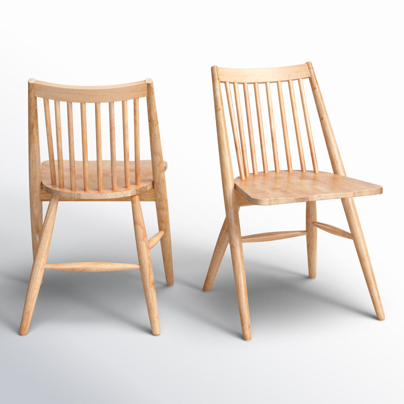 Chaise d'appoint à dossier avec lattes en bois massif Kloss, Naturel