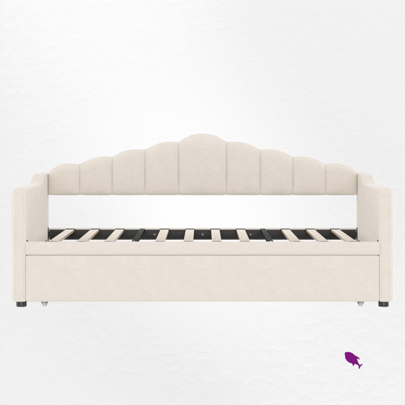 Lit de jour rembourré avec couchette, Beige