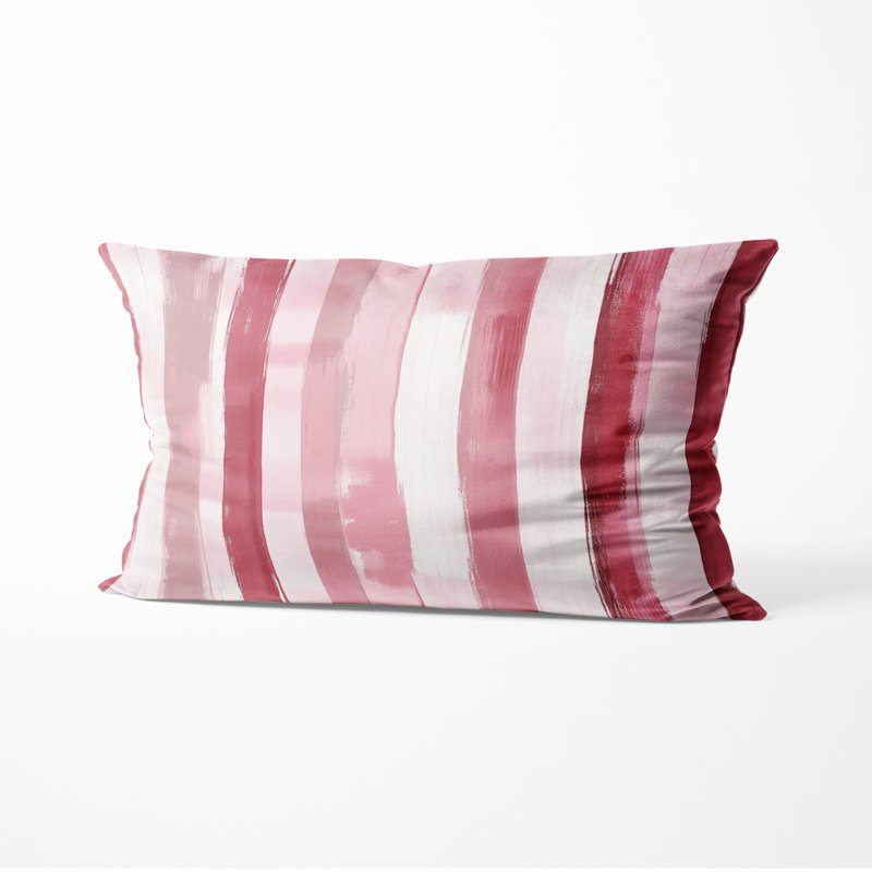 Coussin décoratif à rayures - Coussin à rayures roses, H 12 po x l 20 po