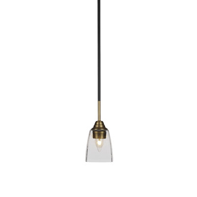Ahern Stem Hung Pendant Shown In Matte Black & Brass Finish With 4.5" Square Glass
