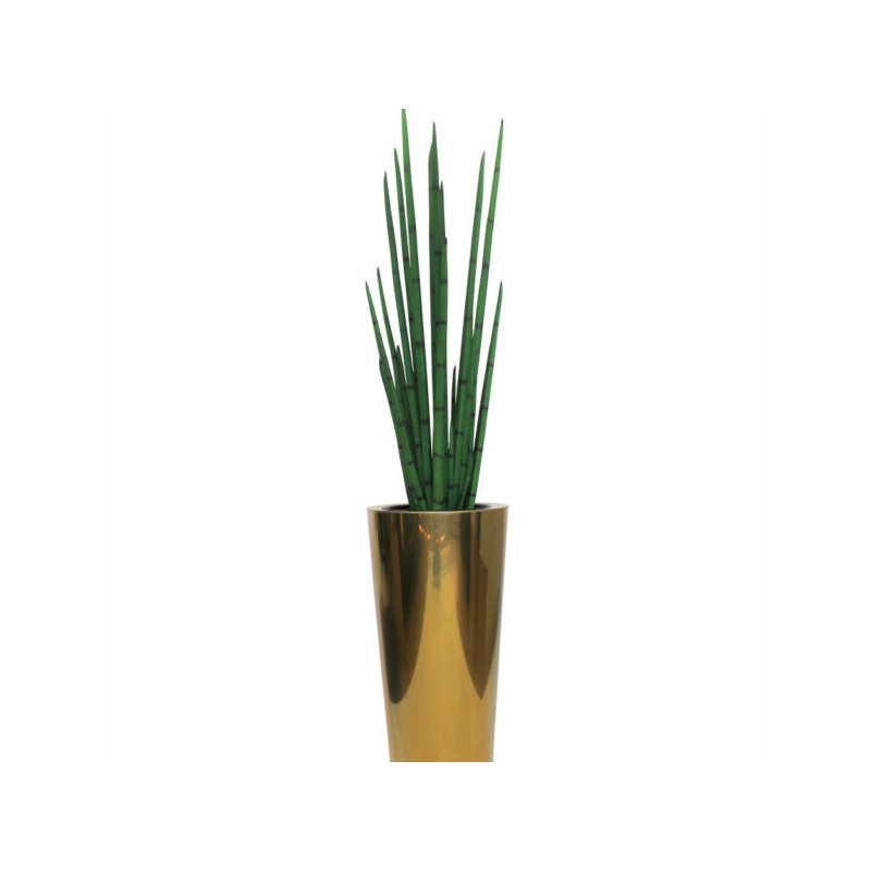 Faux Snake Plant (Sansevieria) Plant in Metal Planter, Goldtone Polished
