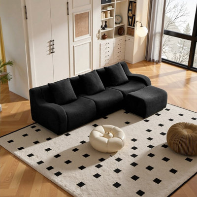 Canapé modulaire luxueux en tissu Teddy