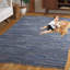 Tapis bleu abstrait en coton tissé à plat Feliciano-878381308