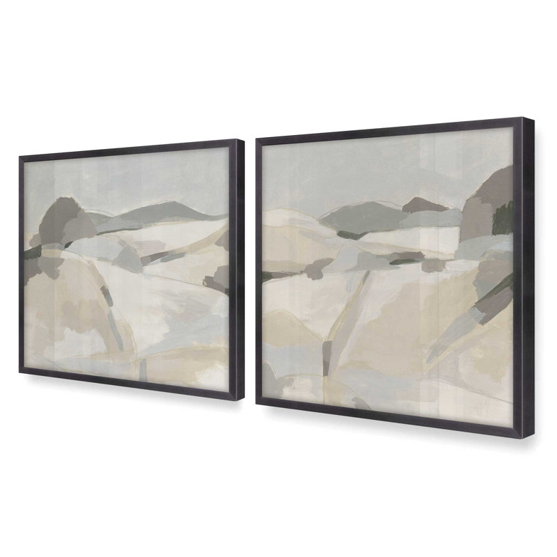 Ensemble de 2 impressions sur toile, 16 "x 16", H 13,5 po x l 25,5 po x P 1,25 po, Cadre en zinc patiné