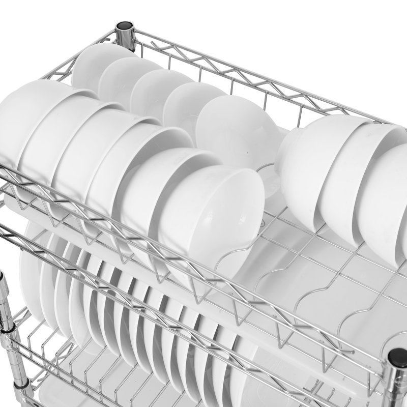 Adjustable Steel Dish Rack, 13" H x 21.7" W x 9.8" D