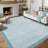 Bordered Machine Washable Rug with Rubber Backing Non Slip Soft Non Shedding Low Pile Thin Foldable Indoor Carpet-821996718-821689601