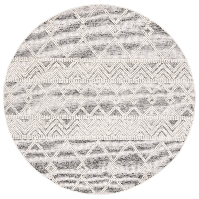 Tapis Natura 347 en blanc / gris Nat347A, Rond 6 pi