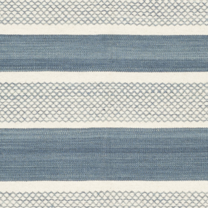 Tricia Hand Woven Flat Weave Wool/Cotton Striped Rug in Blue/Ivory, Rectangle 5' x 8'