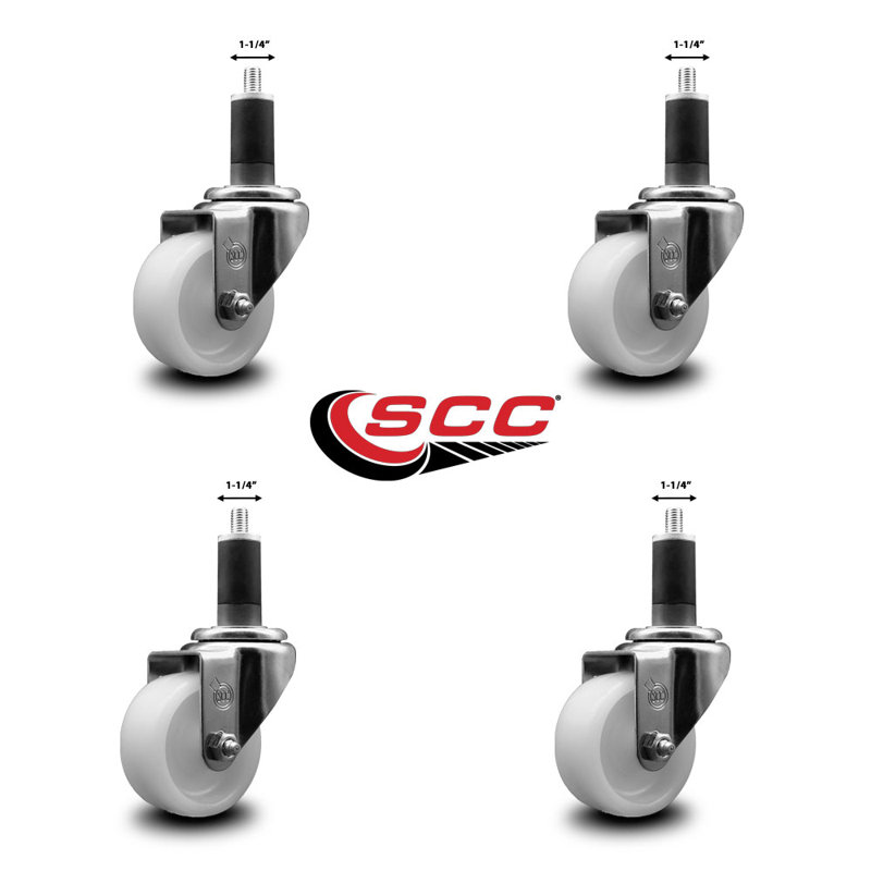 Ensemble de roulettes extensibles pivotantes à roulettes en nylon de 3 pouces 1-1 / 4 pouces SCC