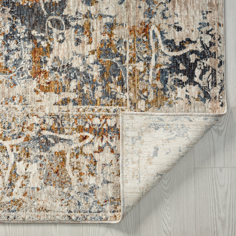 Dmoni Floral Area Rug in Rust, Rectangle 5'3" x 7'6"